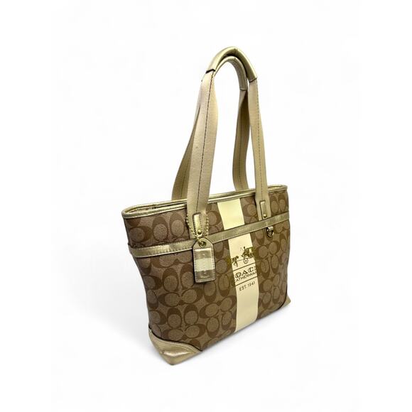 Coach Signature Stripe Heritage Tote Bag - Picture 3 of 16